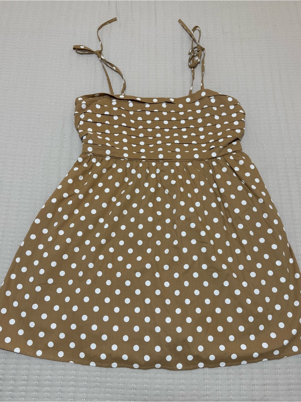 Wishlist Brown and White Polka Dot Tie-Shoulder Skort